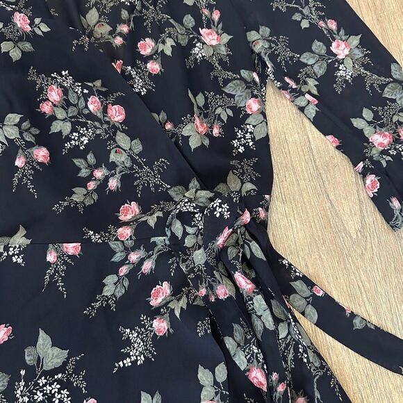 Reformation Zoe Wrap Dress Floral Rose Print Half Sleeve Small - Picture 11 of 14
